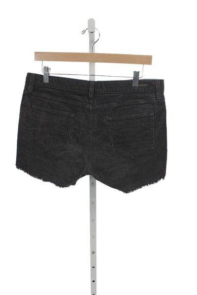 Carve Designs Women Cut-Off Striped Black Organic Cotton Shorts Button Size 6