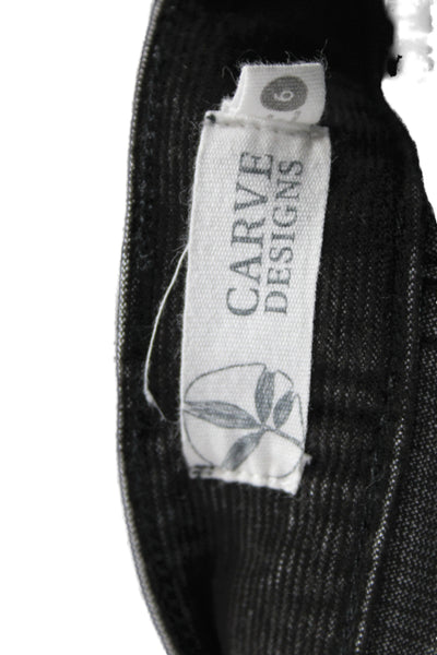 Carve Designs Women Cut-Off Striped Black Organic Cotton Shorts Button Size 6
