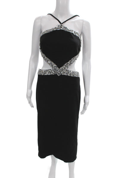 PatBO Womens Bodycon Halter Knee Length Black Cocktail Dress Size 4