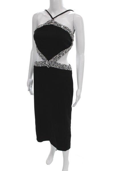 PatBO Womens Bodycon Halter Knee Length Black Cocktail Dress Size 4