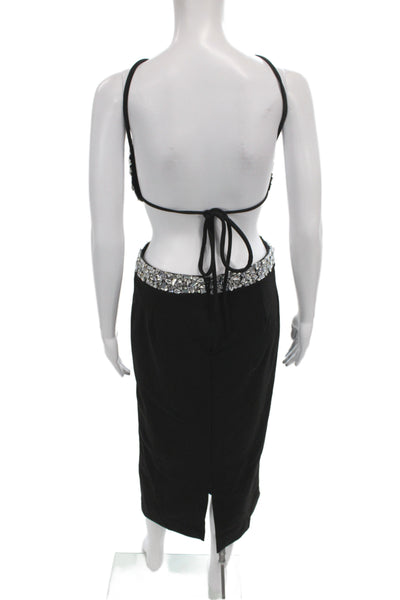 PatBO Womens Bodycon Halter Knee Length Black Cocktail Dress Size 4