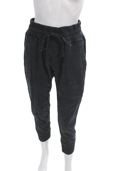 Standard James Perse Women Black Jogger Pants Cotton Drawstring Size 1