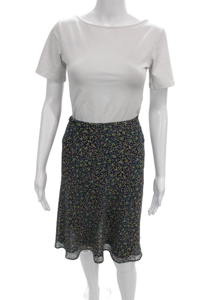 Boden Womens Black Floral A-Line Skirt Knee Length Zip Size 6