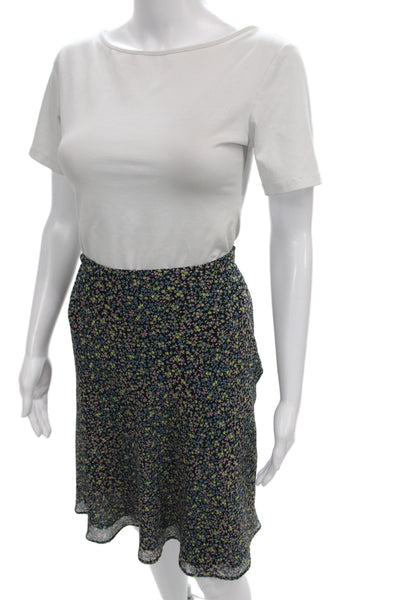 Boden Womens Black Floral A-Line Skirt Knee Length Zip Size 6