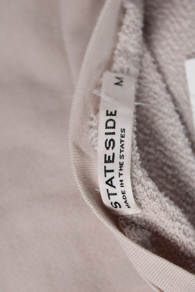 Stateside Womens Pullover Sweatshirt Beige 3/4 Sleeve Scoop Neck Cotton Size M