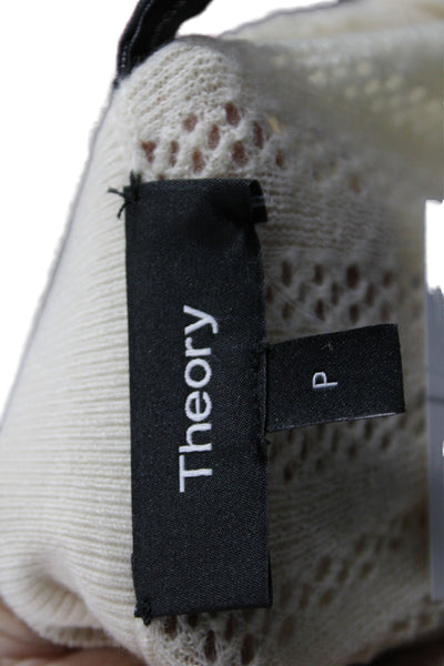 Theory Womens Ivory Striped Merino Wool Crewneck Pullover Sweater Petite Size S
