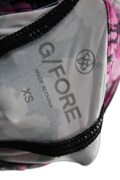 G/Fore Womens Floral Print Half Zip Long Sleeve Active Top Pink Black Size XS