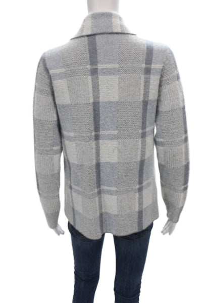 Rachel Zoe Womens Gray Plaid Basic Jacket Snap Closure Long Sleeve Size S