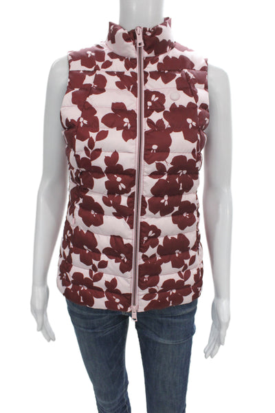 G/Fore Womens Puffer Jacket Pink Floral Polyester Zip Sleeveless Size XS