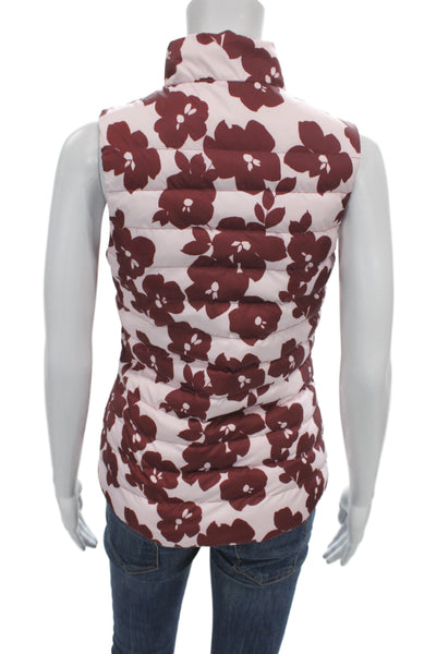 G/Fore Womens Puffer Jacket Pink Floral Polyester Zip Sleeveless Size XS