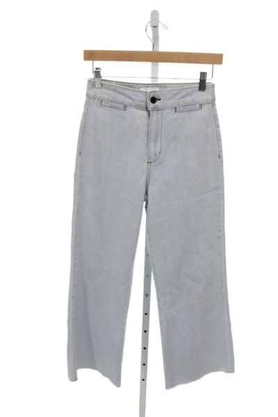 ASKKNY Women Cropped Blue High Rise Cotton Jeans Size 24