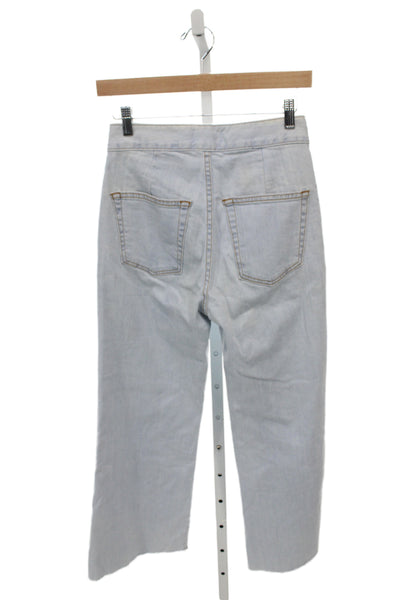 ASKKNY Women Cropped Blue High Rise Cotton Jeans Size 24