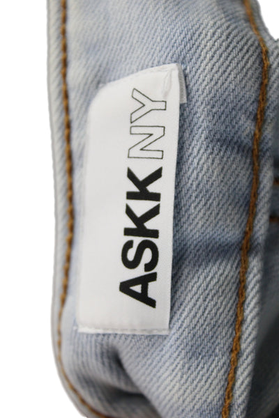 ASKKNY Women Cropped Blue High Rise Cotton Jeans Size 24