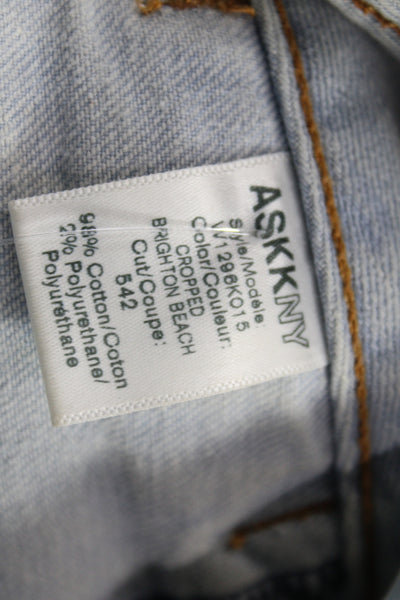 ASKKNY Women Cropped Blue High Rise Cotton Jeans Size 24
