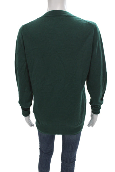 J Crew Womens Merino Wool V-Neck Pullover Sweater Green Size L