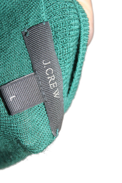 J Crew Womens Merino Wool V-Neck Pullover Sweater Green Size L