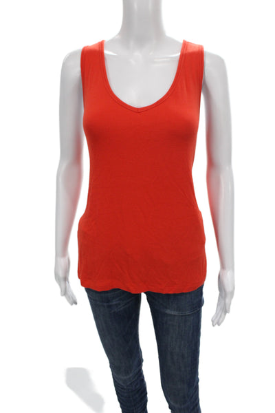 Cabi Womens Basic V-Neck Sleeveless Tank Red Rayon Pullover Size L