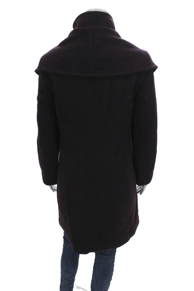 Club Monaco Womens Purple Wool Overcoat Zip Long Sleeve Petite Size S