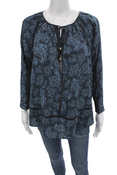 Michael Michael Kors Women Tunic Blouse Blue Paisley Long Sleeve Size XS