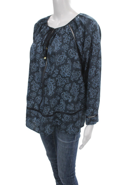 Michael Michael Kors Women Tunic Blouse Blue Paisley Long Sleeve Size XS