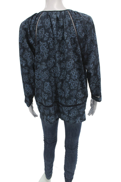 Michael Michael Kors Women Tunic Blouse Blue Paisley Long Sleeve Size XS