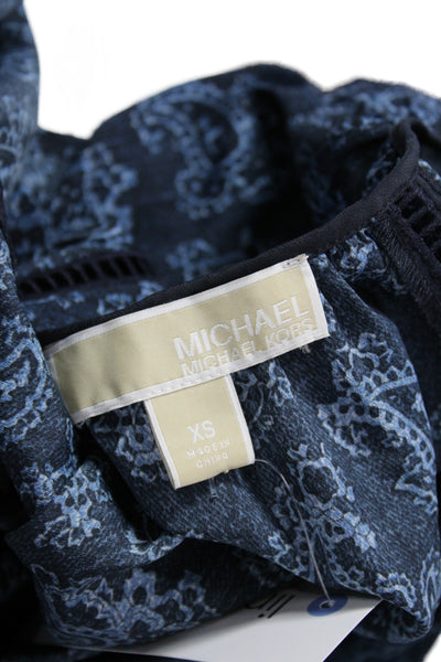 Michael Michael Kors Women Tunic Blouse Blue Paisley Long Sleeve Size XS
