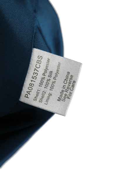 Parker Women Shift Dress Blue Sleeveless Round Neck Short Polyester Size S