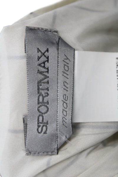 Sportmax Womens Sheath Dress White Check Mid Calf Zip Round Neck Size 10