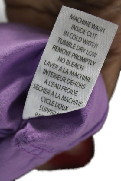 Frank & Eileen Womens Organic Cotton Purple Collared Button-Up Size XS