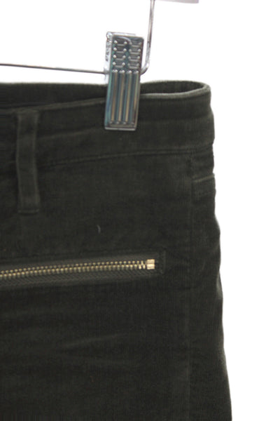 Club Monaco Womens Ankle Pants Green Button 98% Cotton Inseam 30 Size 2