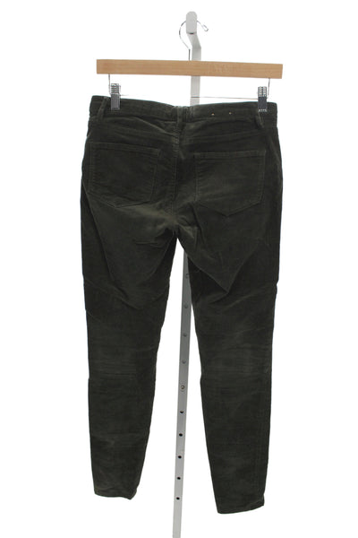Club Monaco Womens Ankle Pants Green Button 98% Cotton Inseam 30 Size 2
