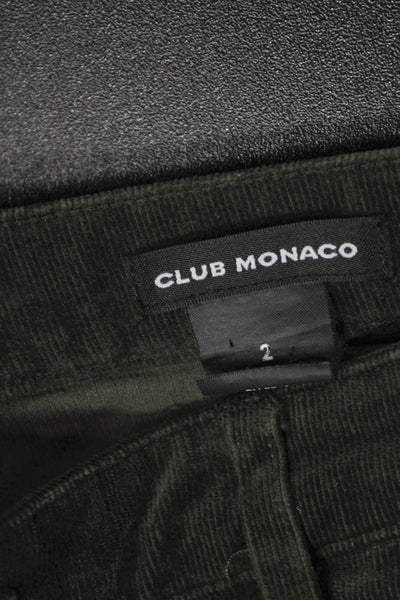 Club Monaco Womens Ankle Pants Green Button 98% Cotton Inseam 30 Size 2