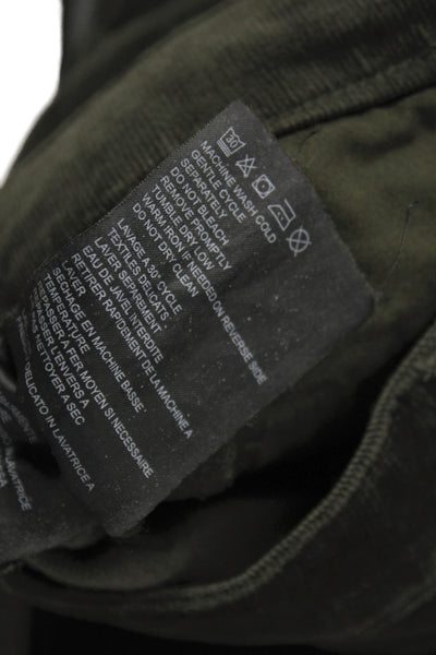 Club Monaco Womens Ankle Pants Green Button 98% Cotton Inseam 30 Size 2