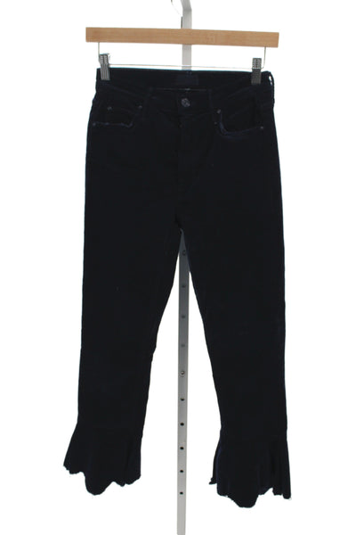 Mother Women Cropped Blue 93% Cotton Button Pants Size 25