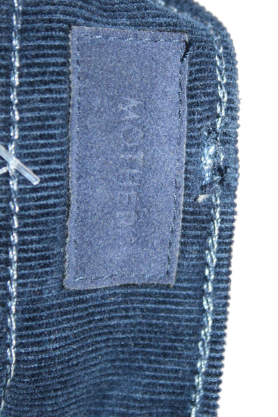 Mother Women Cropped Blue 93% Cotton Button Pants Size 25