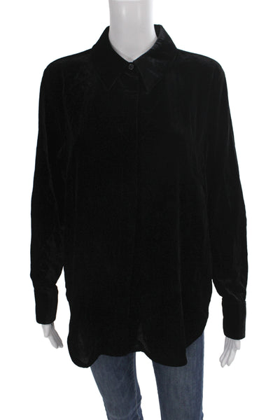 COS Womens Basic Collared Button Up Blouse Black Long Sleeve Viscose Size 8