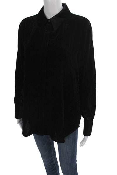 COS Womens Basic Collared Button Up Blouse Black Long Sleeve Viscose Size 8