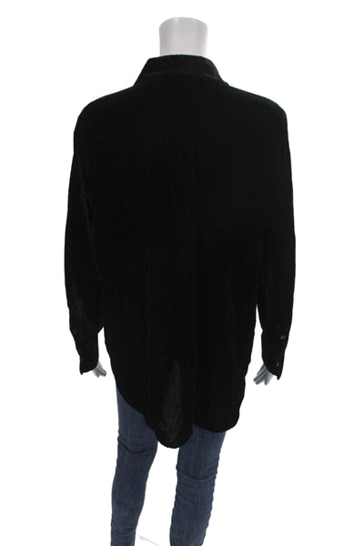 COS Womens Basic Collared Button Up Blouse Black Long Sleeve Viscose Size 8