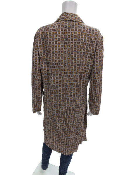 Raquel Allegra Women Kimono Robe Brown Geometric Rayon Long Sleeve Size 2