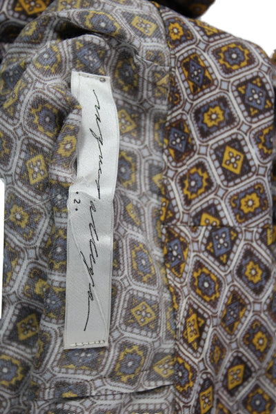 Raquel Allegra Women Kimono Robe Brown Geometric Rayon Long Sleeve Size 2