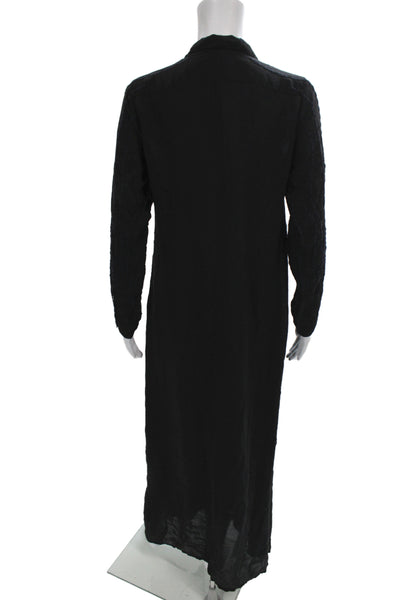 Johnny Was Women Maxi Dress Black Geometric Cupra Rayon Long Sleeve Size XS