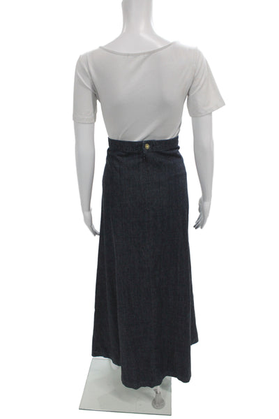 Nili Lotan Womens Maxi Denim Skirt Button Blue Size 29