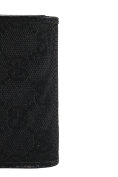 Gucci Unisex Adults Monogram Leather Trim Key Case Wallet Black