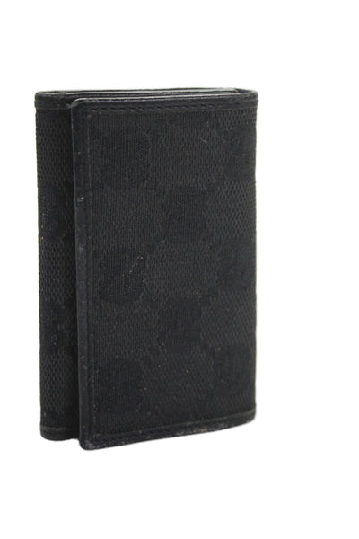 Gucci Unisex Adults Monogram Leather Trim Key Case Wallet Black