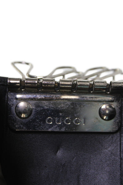 Gucci Unisex Adults Monogram Leather Trim Key Case Wallet Black
