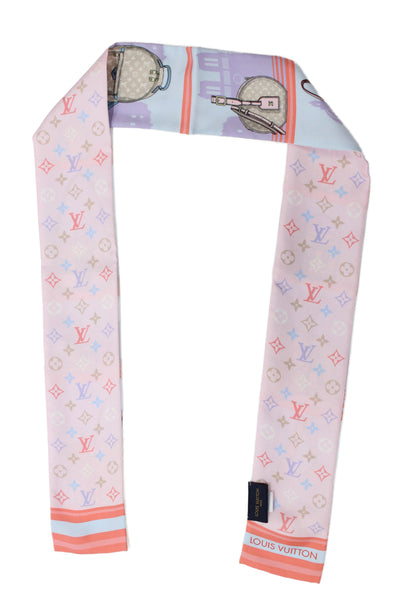 Louis Vuitton Womens Silk Paris Skyline Bandeau Scarf Pink