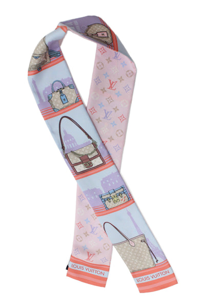 Louis Vuitton Womens Silk Paris Skyline Bandeau Scarf Pink