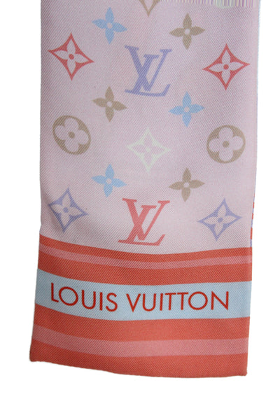 Louis Vuitton Womens Silk Paris Skyline Bandeau Scarf Pink