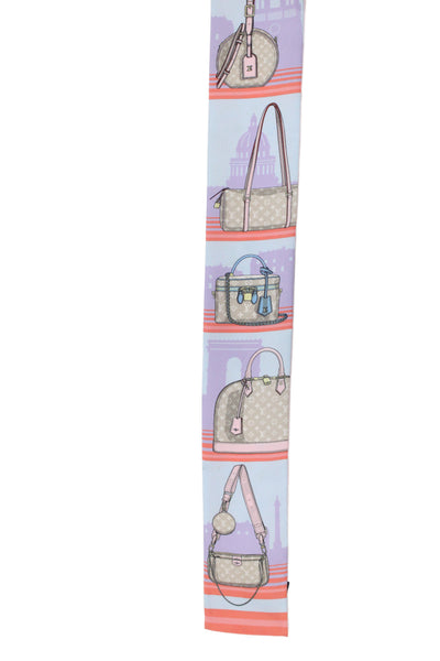 Louis Vuitton Womens Silk Paris Skyline Bandeau Scarf Pink