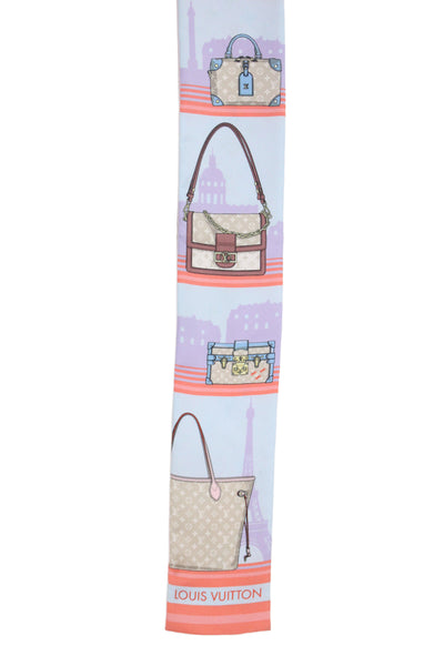 Louis Vuitton Womens Silk Paris Skyline Bandeau Scarf Pink